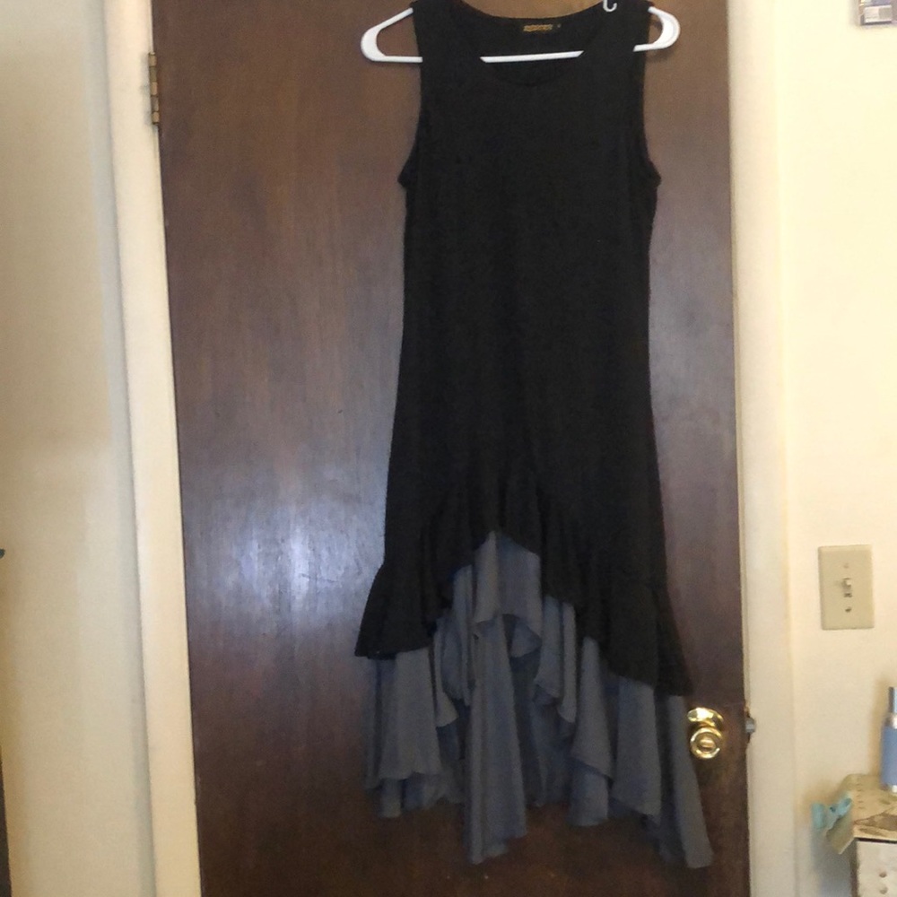 Grey and Black High Low Mini Cocktail Dress - Picture 2 of 5